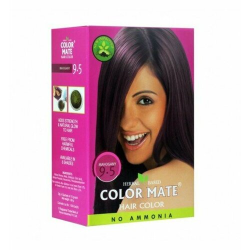 фото Herbal based hair color mahogany 9.5, color mate (краска для волос на основе хны махагон 9.5, колор мэйт), 5 пакетиков по 15 г.