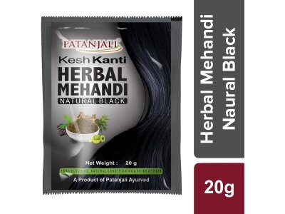 Kesh Kanti Herbal Mehendi NATURAL BLACK Patanjali (Кеш Канти Хна для волос натуральный черный Патанджали) 20 г.