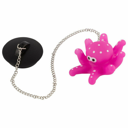 Пробка для ванны рыжий КОТ Осьминог ПВХ с цепочкой и игрушкой