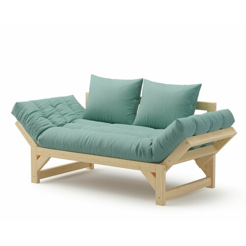 Диван трансформер на каркасе из натурального дерева, зеленый