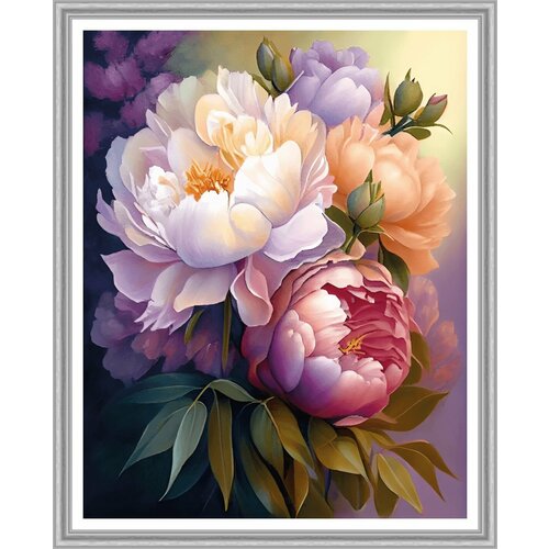 Алмазная мозаика на подрамнике 40х50 Цветущие пионы 3290₽