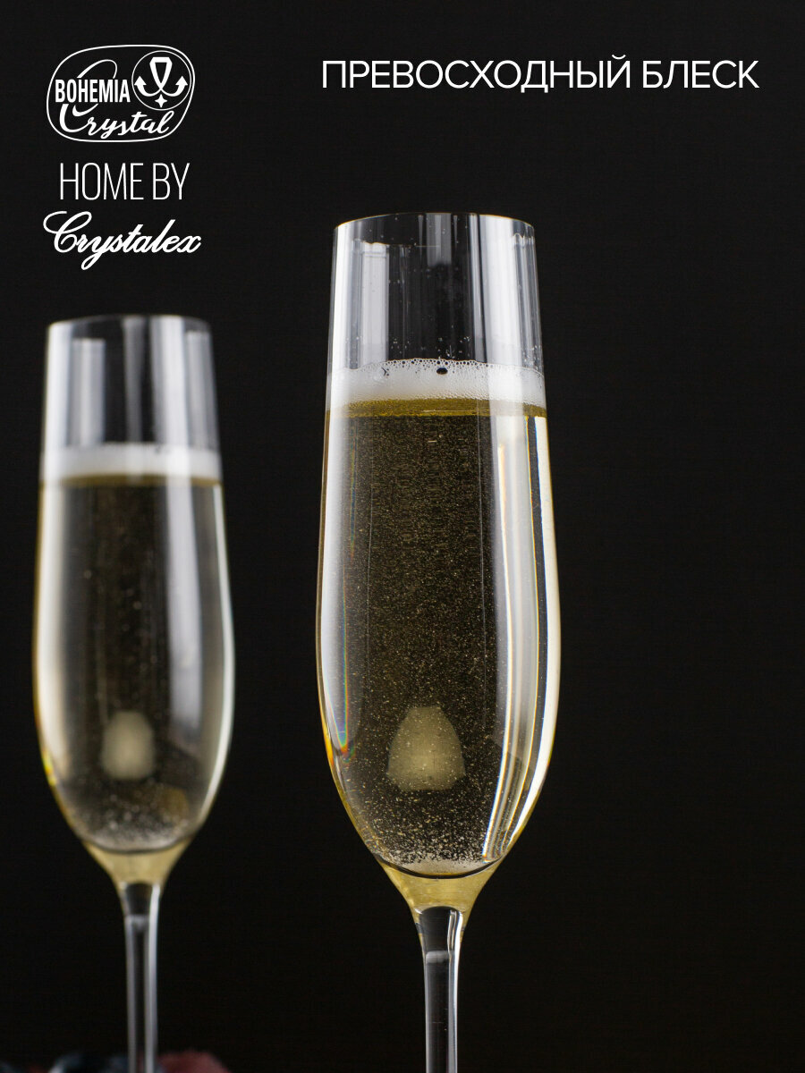 Набор бокалов для шампанского Crystalex WATERFALL 2шт 190мл, универсальные — фото 1