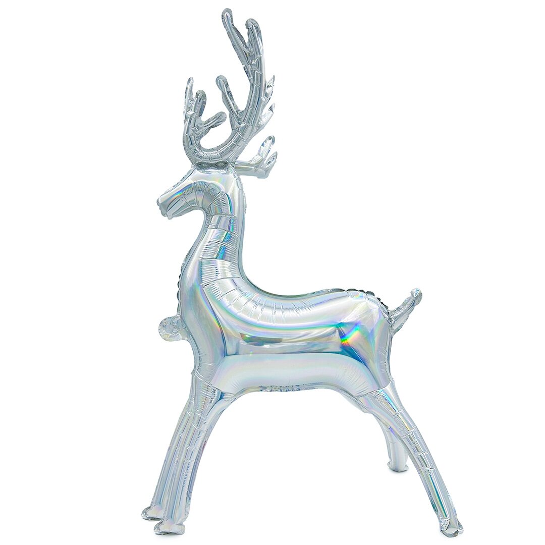 Шар 3D (35'/89 см) Фигура, Олень, Серебро, Голография, 1 шт. в уп.