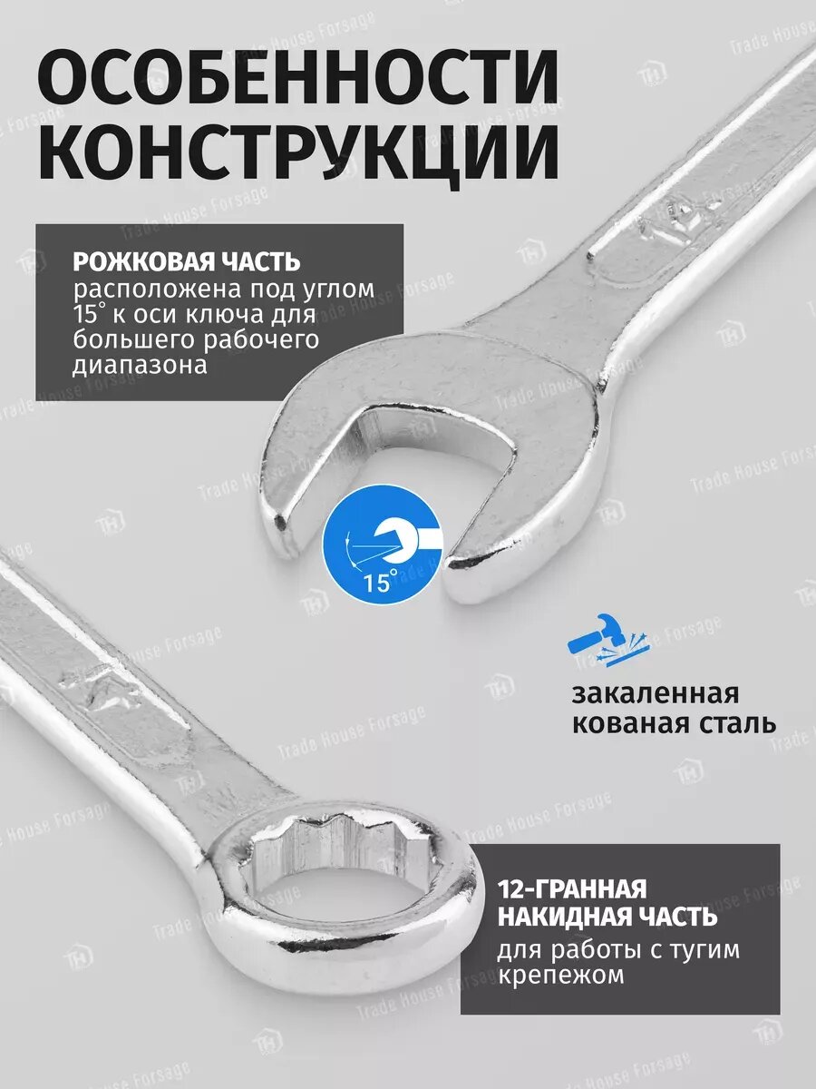 Набор ключей комбинированных 12 предметов — фото 1