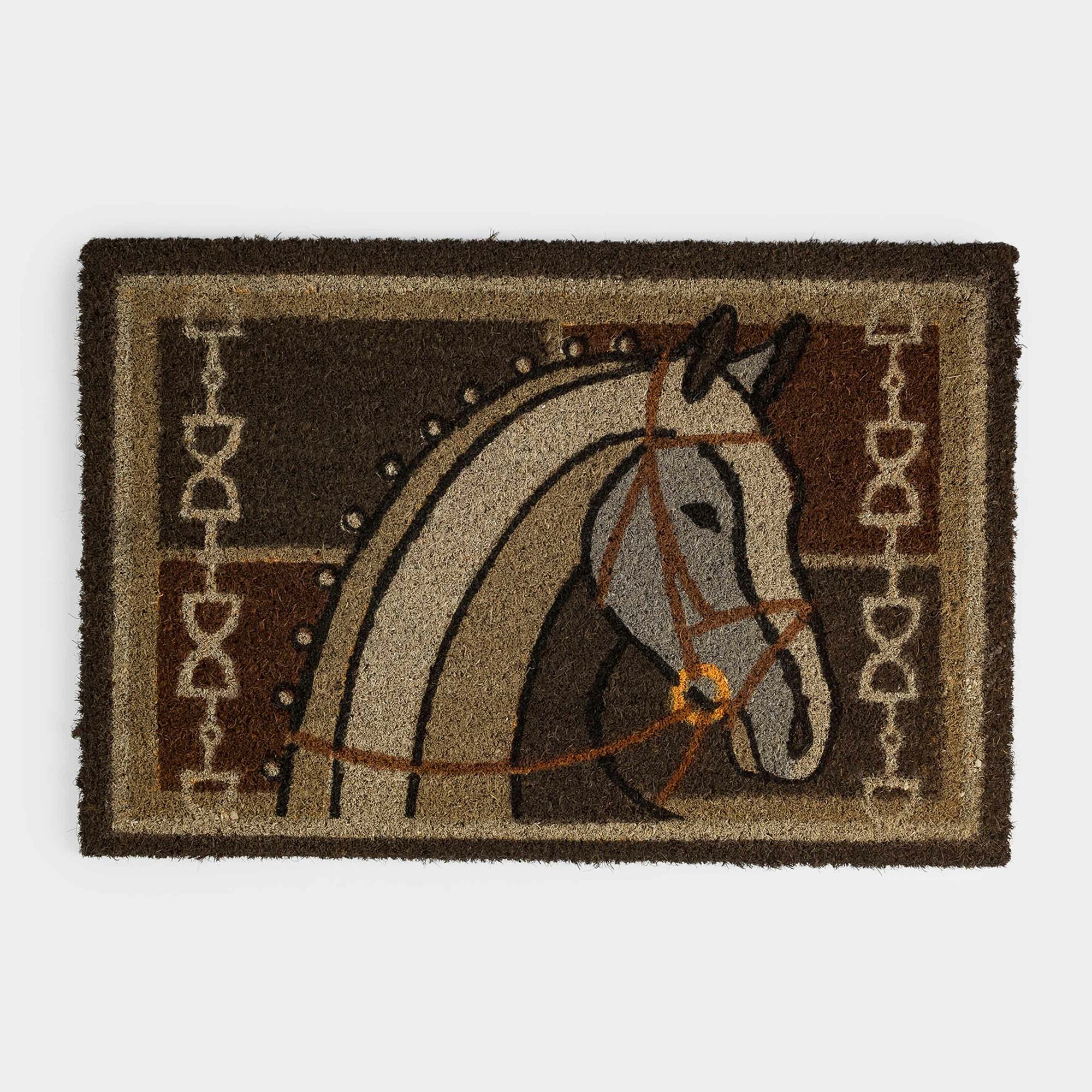Коврик придверный 40х60 см кокос/ПВХ серый Конь Home horse
