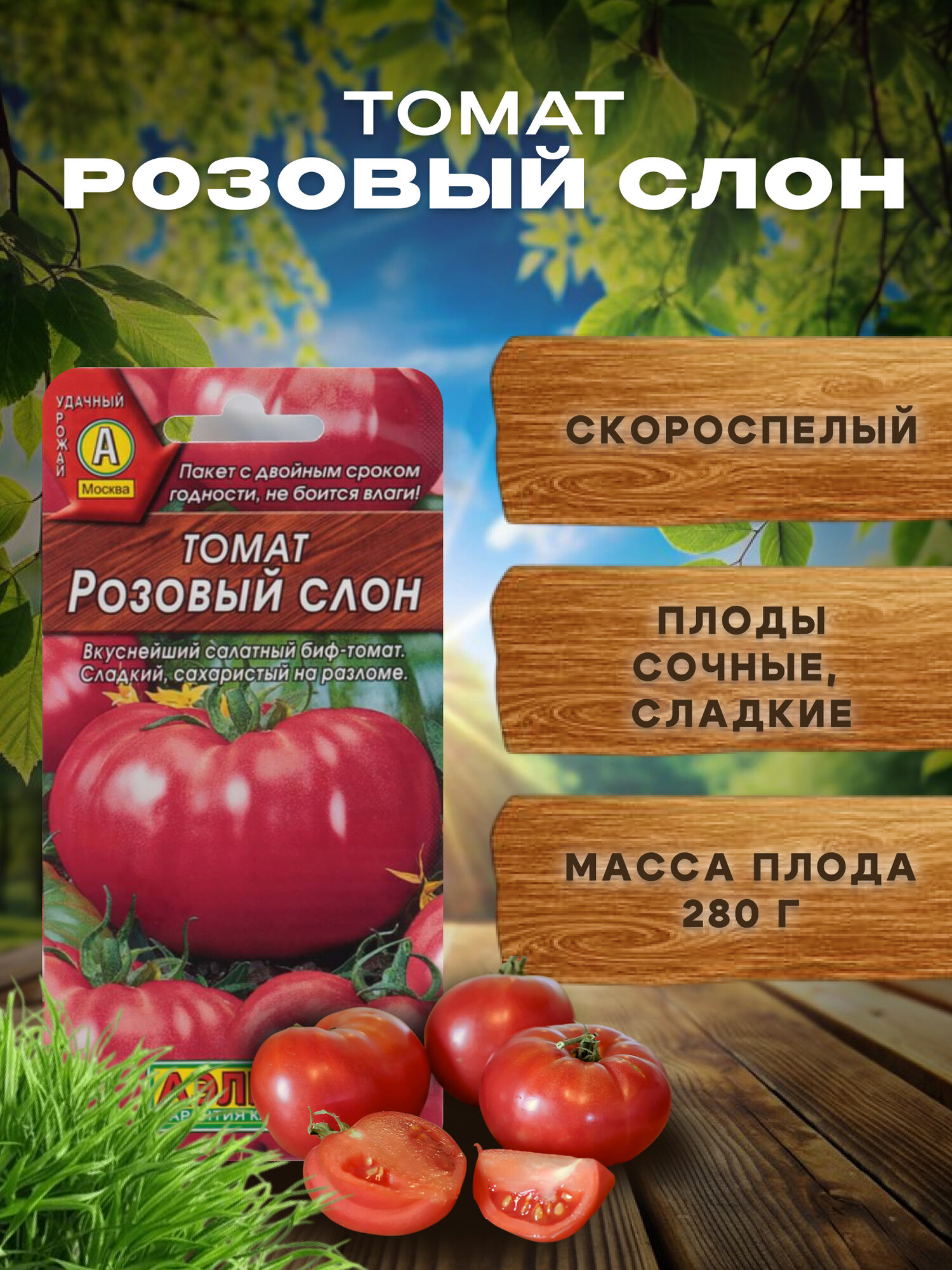 Семена томатов для теплицы и открытого грунта  помидоры низкорослые Розовый слон.