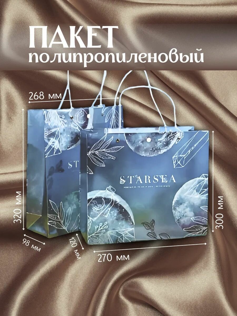 Пакет для покупок, полипропилен, синий, квадратной формы, 30 см x 27см x 10см