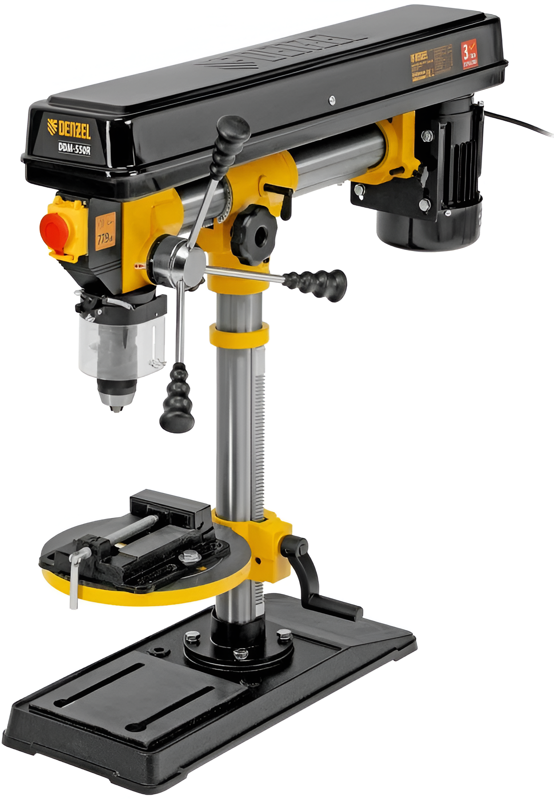 Станок сверлильный DENZEL DDM-550R радиальный настольный 12 скоростей