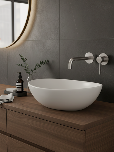 Изображение товара Смеситель скрытого монтажа для раковины / встраиваемый / нержавеющая сталь / гарантия 5 лет / коллекция Vessel