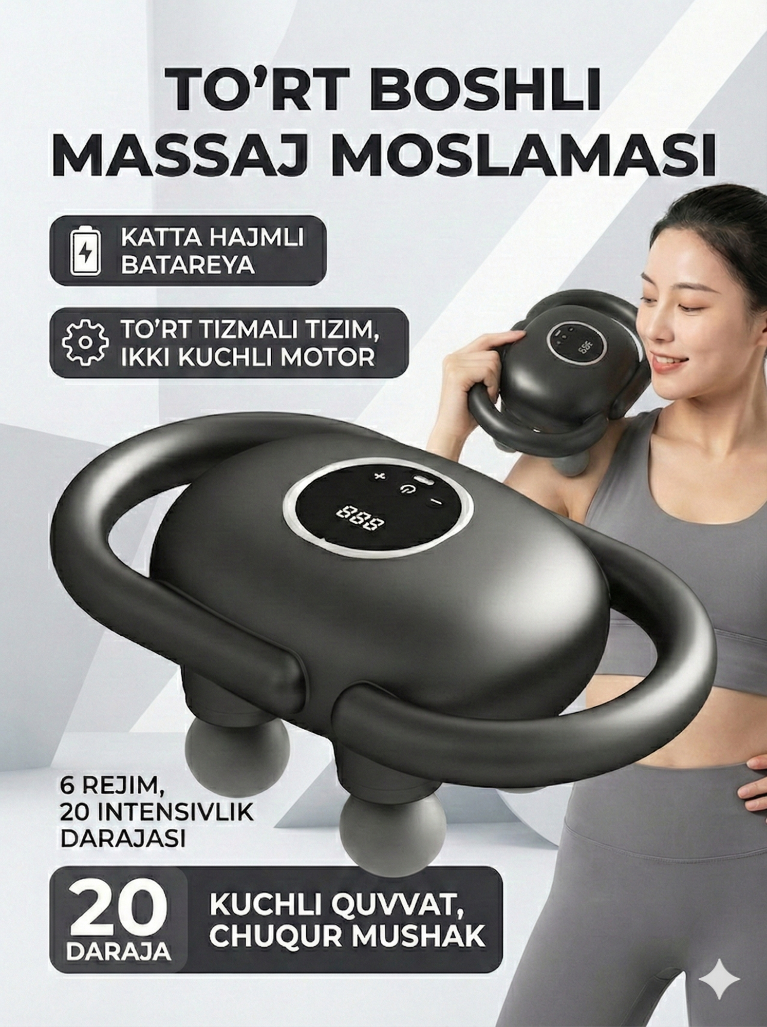 Импульсный массажер, от боли в шеи и плечах, с инфракрасным прогревом Neck Massager KH-960