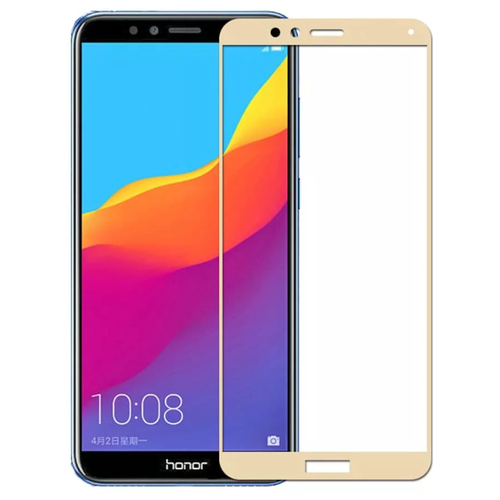 противоударное защитное стекло прозрачное для huawei honor 7x Защитное стекло на Huawei Honor 7X, 3D, золотой, X-CASE