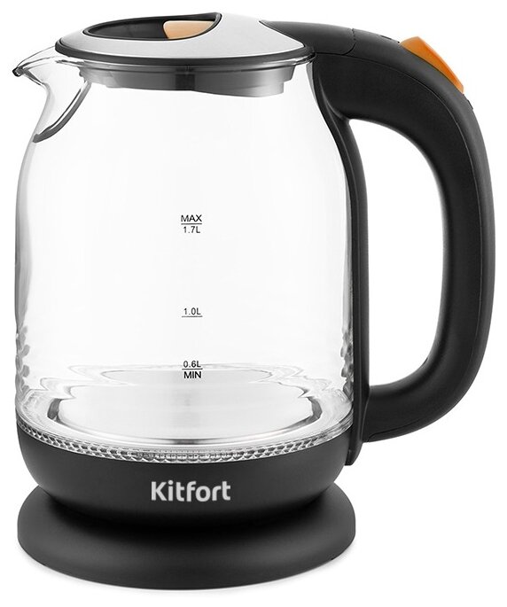 Чайник электрический Kitfort КТ-654-3 1.7л. 2200Вт оранжевый (корпус: стекло)