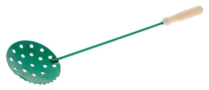 Черпак для льда с деревянной ручкой цвет зелёный 948989