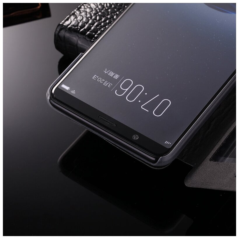 Чехол-книжка MyPads для Huawei P30 из импортной кожи с боковым окном черный