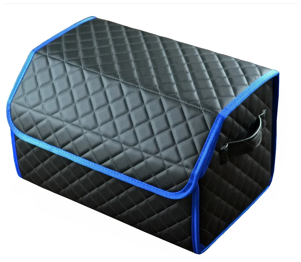 Органайзер в багажник/Органайзер в багажник автомобиля/сумка органайзер(серая нить - синий кант)/Vicecar/логотип HYUNDAI