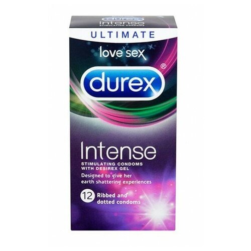 Рельефные презервативы со стимулирующей смазкой Durex Intense Orgasmic - 12 шт.