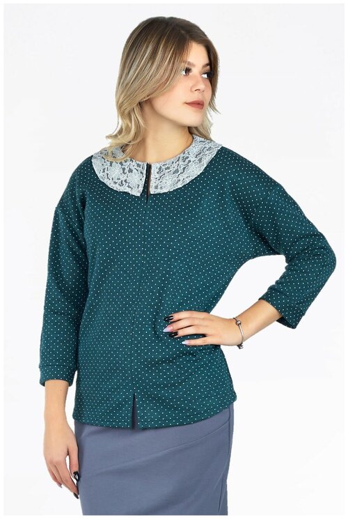 Блуза  SettyS Collection, повседневный стиль, прямой силуэт, размер 52, зеленый
