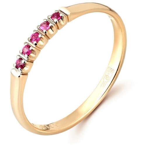 фото 70592-2 кольцо русские самоцветы кольцо с рубинами из красного золота 585 пробы "обаяние",16 размер