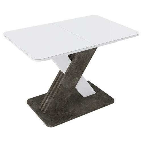 фото Люксембург стол обеденный раздвижной тип 1, ателье темный/белый/стекло белое матовое трия