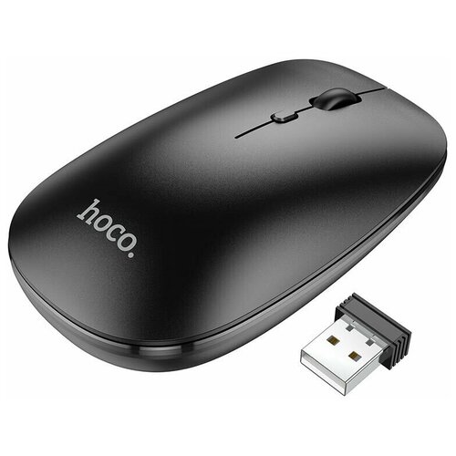 Мышь беспроводная HOCO, GM15, ART, 1600 DPI, USB, 4 кнопки, цвет: чёрный