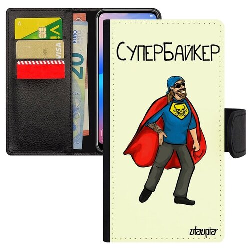 фото Противоударный чехол-книжка для мобильного // xiaomi mi 8 // "супербайкер" юмор герой, utaupia, белый