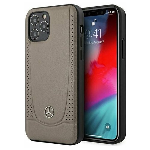 фото Кожаный чехол-накладка для iphone 12 pro max mercedes genuine leather urban smooth/perforated hard, коричневый