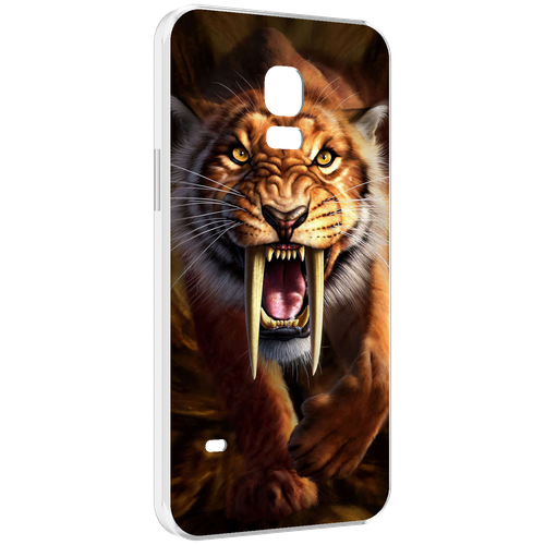 Чехол MyPads саблезубый злой тигр для Samsung Galaxy S5 mini задняя-панель-накладка-бампер