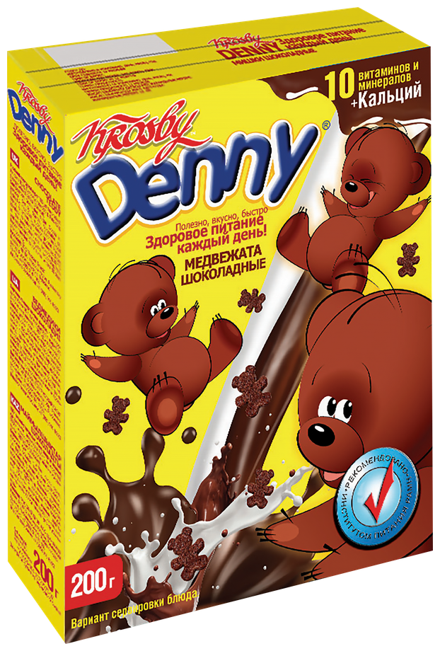 Krosby Denny готовый завтрак Сухой Шоколадные Медвежата 200г - фотография № 2