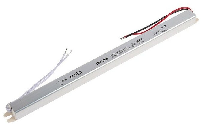 Блок питания д/светодиодной ленты Ecola LED strip Power Supply, 50Вт, 12В, длинный, тонкий 4359820