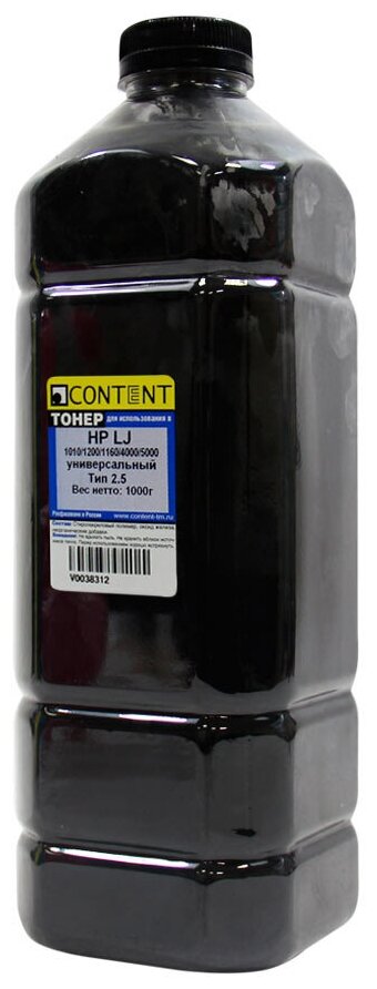 Content Тонер HP LJ универсальный 1010/1200/1160/4000/5000 Тип 2.5, 1кг, канистра