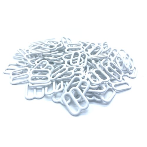 Пряжка регулятор для бюстгальтера (фурнитура для белья) металл 18мм, цв. белый, упак.100шт (+- 5шт)