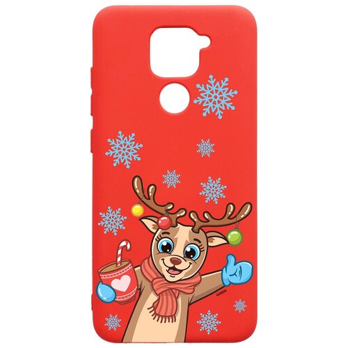 фото Силиконовый чехол-накладка silky touch 3d для xiaomi redmi note 9 с принтом "christmas deer" красный gosso