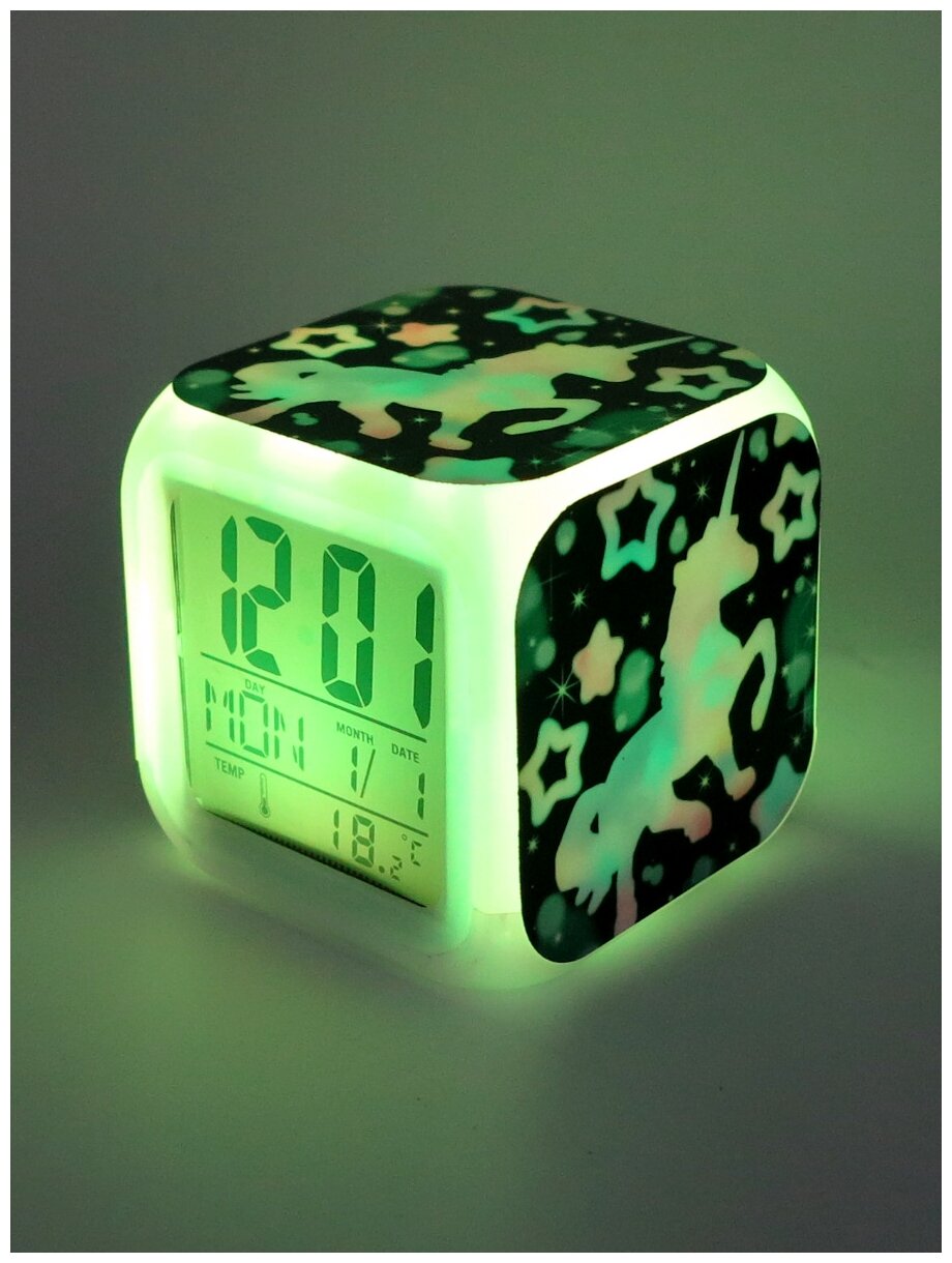 Часы-будильник Единорог с подсветкой №22 - фотография № 3