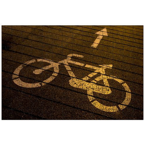 фото Магнитный пазл 27x18см."велосипед, велосипедная дорожка, улица" на холодильник lotsprints