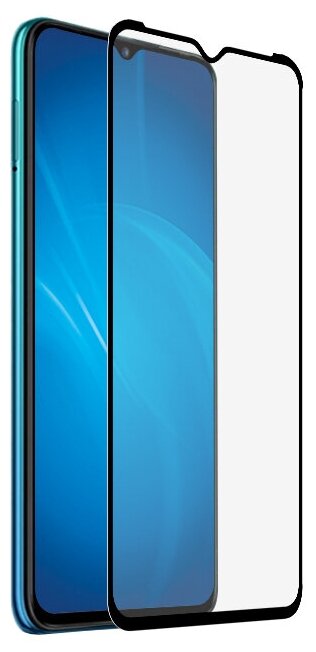 DF / Закаленное стекло с цветной рамкой (fullscreen+fullglue) для Infinix Hot 10 Lite DF inColor-01 (black) / черный