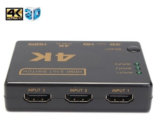 Разветвитель HDMI 1.4 Orient HS0301H-IR переключатель 3 входа на 1 выход ДУ + внешний ИК-приёмник