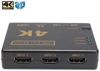 Разветвитель HDMI 1.4 Orient HS0301H-IR переключатель 3 входа на 1 выход, ДУ + внешний ИК-приёмник