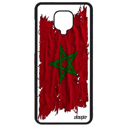 фото Стильный чехол на смартфон // xiaomi redmi note 9s // "флаг марокко на ткани" стиль дизайн, utaupia, белый