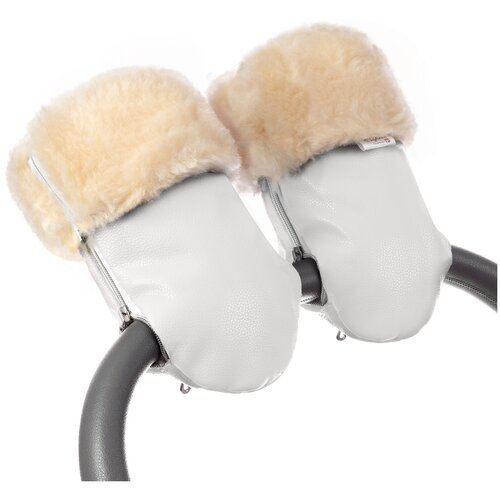 муфта рукавички для коляски енотики Муфта-рукавички для коляски Esspero Double Leatherette (Натуральная шерсть) (White)