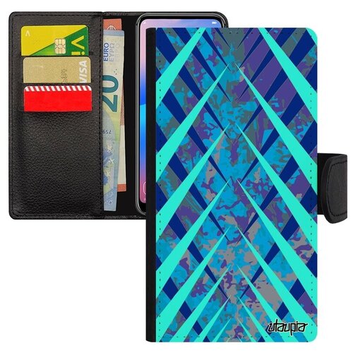 фото Модный чехол книжка на смартфон // xiaomi mi 8 // "дизайн сталактит" наледь осколки, utaupia, голубой