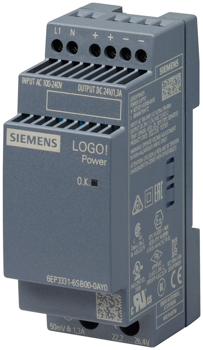 Блок питания Siemens LOGO! POWER 100-240В 24В 1.3A 6EP33316SB000AY0