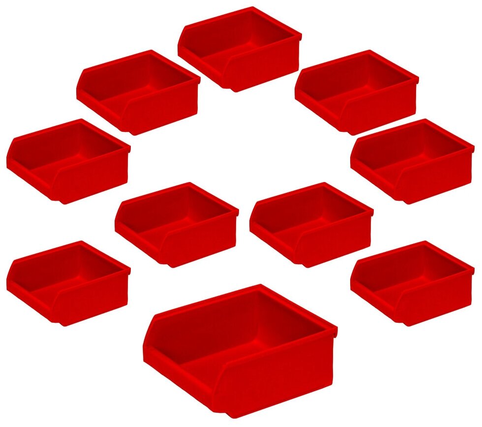 Ящики пластиковые для метизов (комплект 10шт) (107х98х47мм) красный