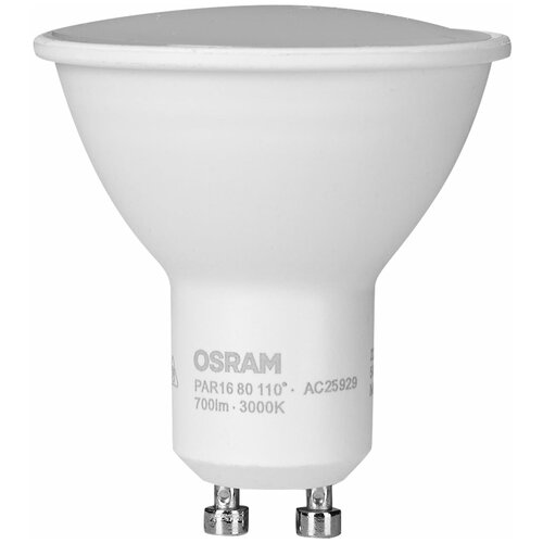 фото Лампа светодиодная osram gu10 220-240 в 7 вт спот матовая 700 лм, холодный белый свет