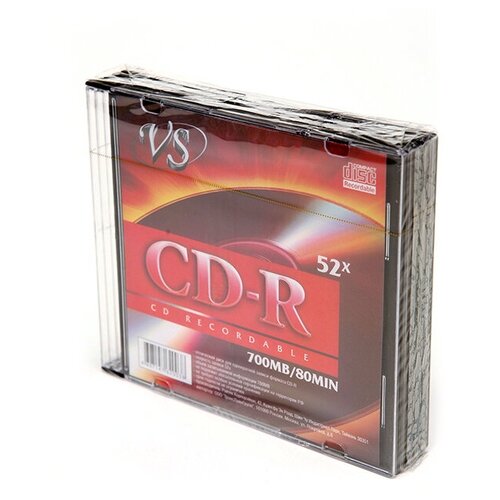фото Vs диск cd-r vs 700mb 52x slim case, 5шт