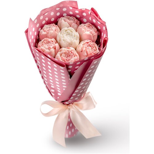 Шоколадный букет "Пиончики" (7 шт), 140 гр (цвет 002 нежно розовый))