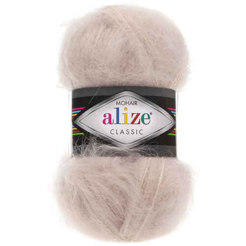 фото Пряжа alize mohair classic, 24 % шерсть, 25 % мохер, 51 % акрил, 100 г, 200 м, 5 шт., 67 молочно-бежевый