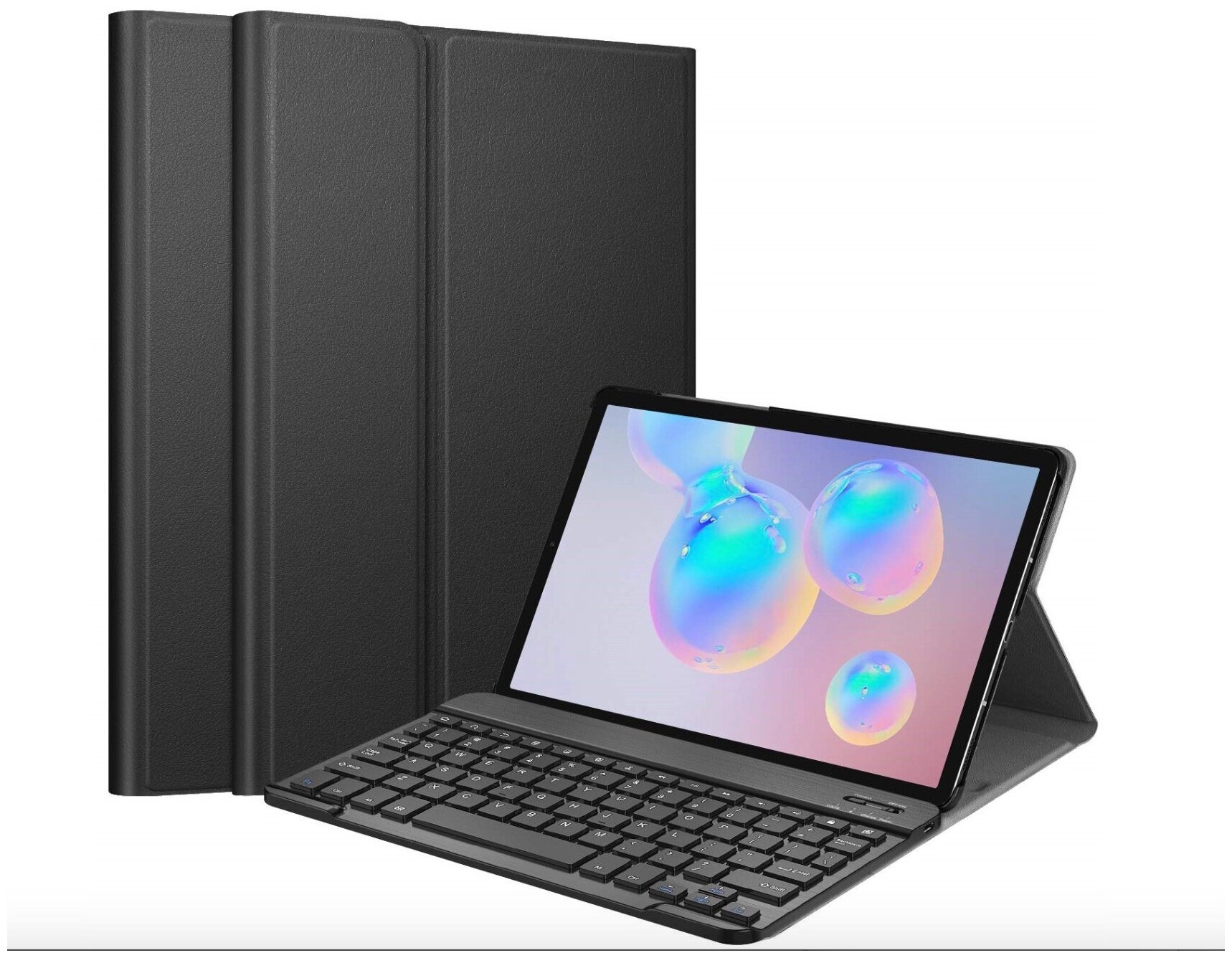 Клавиатура MyPads для Samsung Galaxy Tab S6 10.5 SM-T860 / T865 съемная беспроводная Bluetooth в комплекте c кожаным чехлом и пластиковыми наклей.