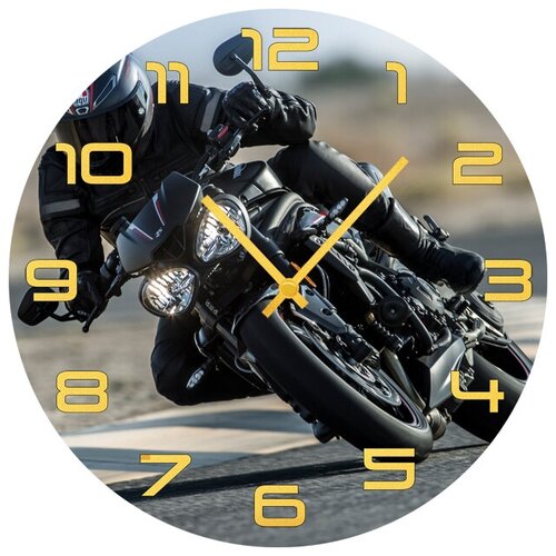 фото Svs настенные часы svs 3501973 мотоцикл в гонке
