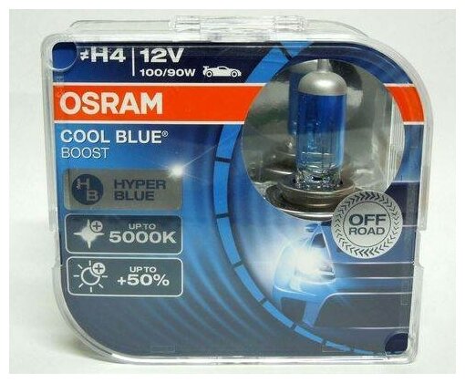 Лампа автомобильная галогенная ⚡️ Osram COOL BLUE HYPER PLUS 62193CBB-HCB 50% ⚡️ H4 ⚡️ 100/90W ⚡️ 2 шт.