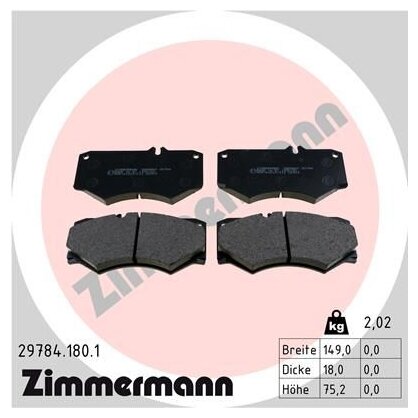 Дисковые тормозные колодки передние Zimmermann 29784.180.1 (4 шт.)